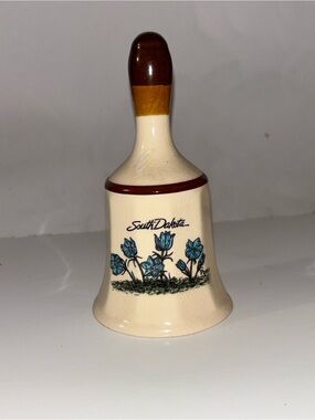 Floral Ceramic Bell in Cream and Brown